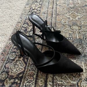 Black Pointed-Toe Strappy Heels